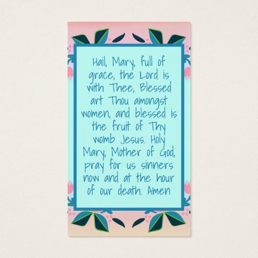 ヘイルメアリー祈りの言葉カソリックキッズホーリーカード (裏面)
