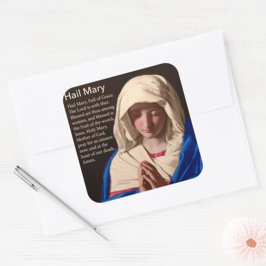 ヘイルメアリー祈りの言葉ステッカー スクエアシール (封筒)