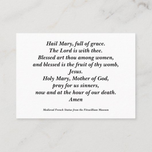 ヘイルメアリー祈りの言葉 名刺 (裏面)