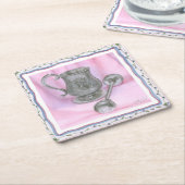 ヘイルームカップ&ガラトルの背景(紫) スクエアペーパーコースター (アングル)