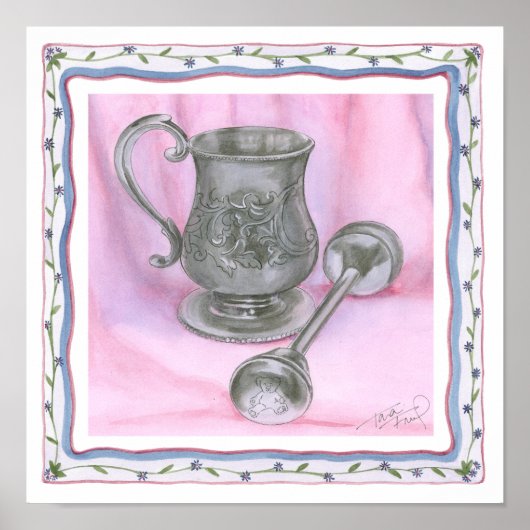 ヘイルームカップ&ガラトルの背景（紫） ポスター (正面)