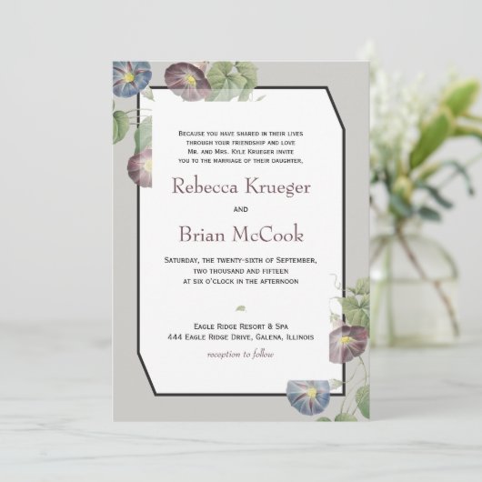 ヘイルームモダンモーニンググローリー結婚式招待状 招待状 (スタンド正面)