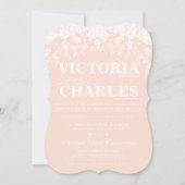 ヘイルームレース素朴バーンドヴィンテージピンク結婚ズ 招待状 (正面)