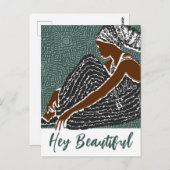 ヘイ美しい黒い女性をアフリカのヘッドラップ ポストカード (正面/裏面)