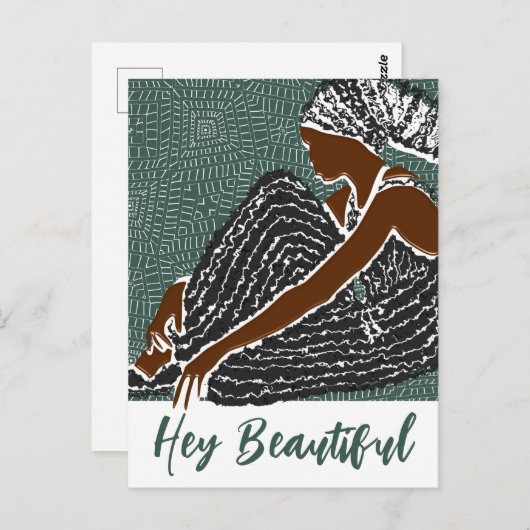 ヘイ美しい黒い女性をアフリカのヘッドラップ ポストカード (正面/裏面)