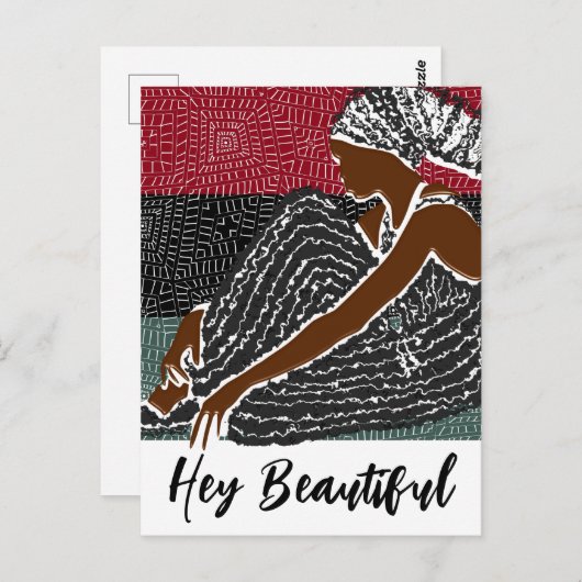 ヘイ美しい黒い女性をアフリカのヘッドラップ ポストカード (正面/裏面)