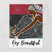 ヘイ美しい黒い女性をアフリカのヘッドラップ ポストカード (正面)