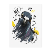 ヘイ・サッシー・ピジョン・ポートレート - 太字の手描きの鳥