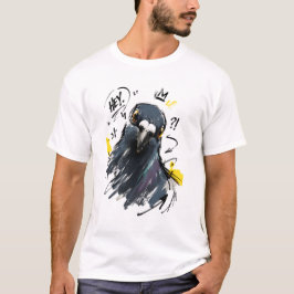 ヘイ・サッシー・ピジョン・ポートレート - 太字の手描きの鳥 Tシャツ