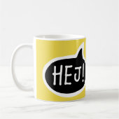 ヘイ!デンマーク語のグリーティング、こんにちは、スピーチバブル コーヒーマグカップ (左)