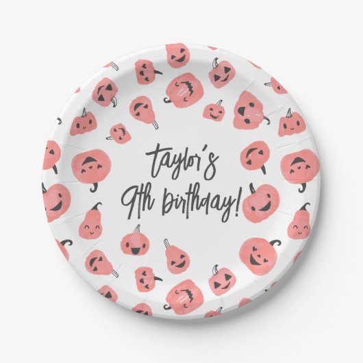 ヘイBooモダンハロウィーンBohoガールバースデーパーティー ペーパープレート (正面)