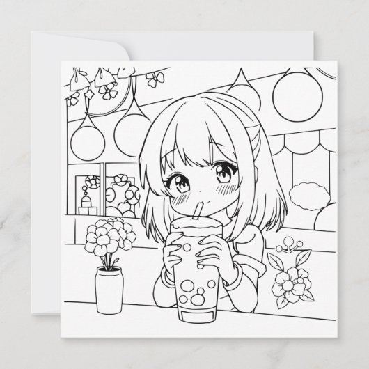ヘイCu-Teaボバおもしろいプン | 大人のカラーリングページ (正面)
