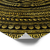 ヘカテのホイールギリシャ鍵ブラックと金ゴールド ポスター (角)