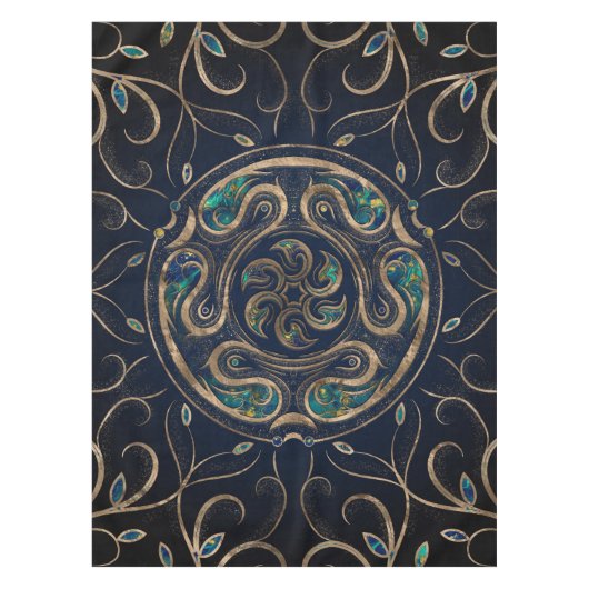 ヘカテホイールオーナメント大理石と金ゴールド テーブルクロス (正面)