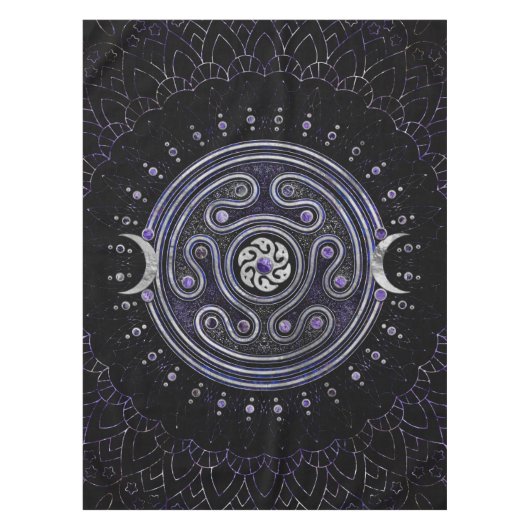 ヘカテホイールオーナメント(アメジストとシルバー) テーブルクロス (正面)