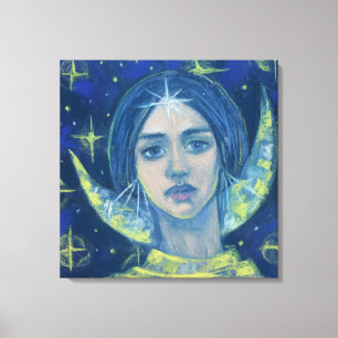 ヘカテ、月の女神、パステル絵画の、ファンタジーアート キャンバスプリント