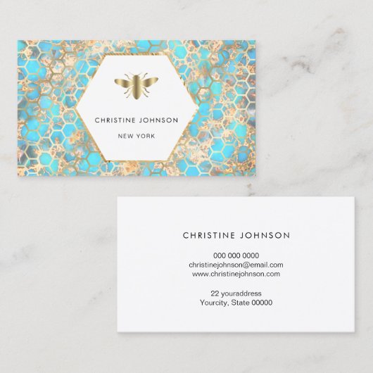 ヘキサゴンズ模様beeロゴ 名刺 (正面/裏面)