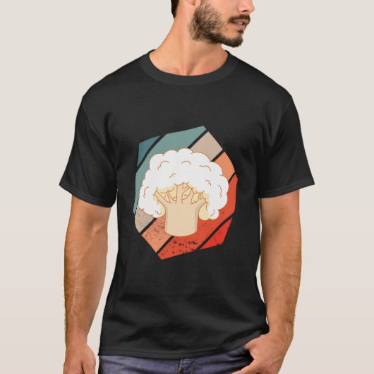ヘキサレトロ健康野菜食品ベジタリアンCauli Tシャツ (正面)