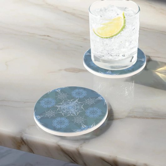 ヘキサ三角形yantra花びら碑文 コースター