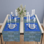 ヘキサ三角形yantra花びら碑文 ロングテーブルランナー