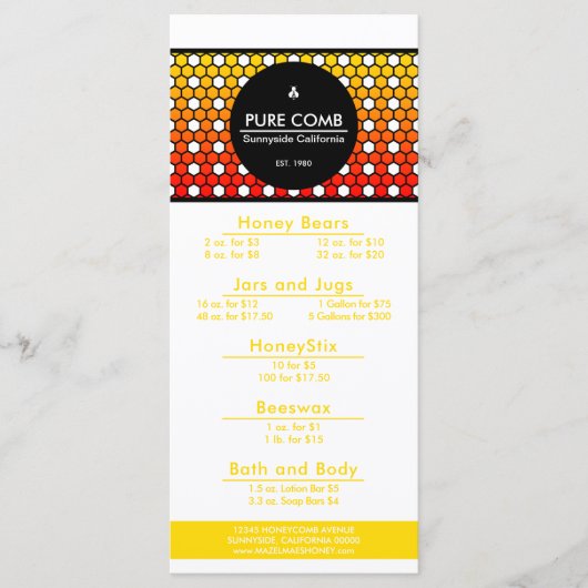 ヘクサ ハニカム エーピアリー ハニー ビー メニュー (正面)