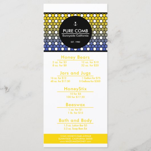 ヘクサ ハニカム エーピアリー ハニー メニュー (正面)