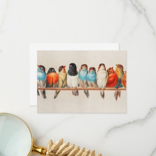 ヘクトール・ジャコメリによる鳥の群れ サンキューカード (正面/裏面インサイチュ)