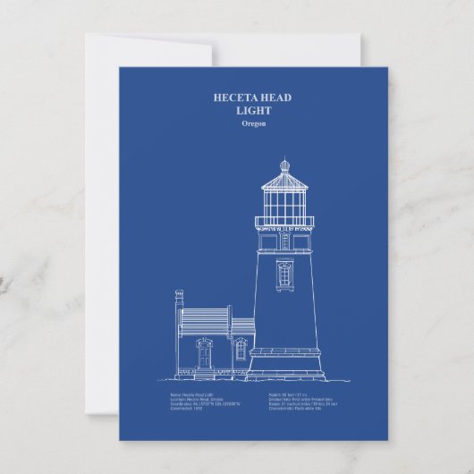 ヘケタヘッドライトハウス – オレゴン – AD ノートカード (正面)