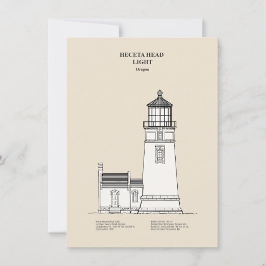 ヘケタヘッドライトハウス – オレゴン – SBD ノートカード (正面)