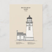 ヘケタヘッドライトハウス – オレゴン – SBD ポストカード (正面)