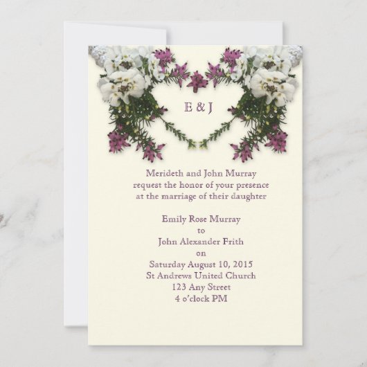 ヘザーとハート 招待状 (正面)