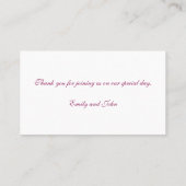 ヘザーとレ結婚ースのテーブル番号 プレイスカード (裏面)