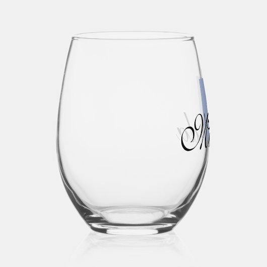 ヘザーイニシャルとブラックネーム |モダン | ステムなしワイングラス (右)
