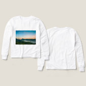 ヘザーグレー長袖Tシャツ – 快適なクルーネック (デザイン 正面&背面)