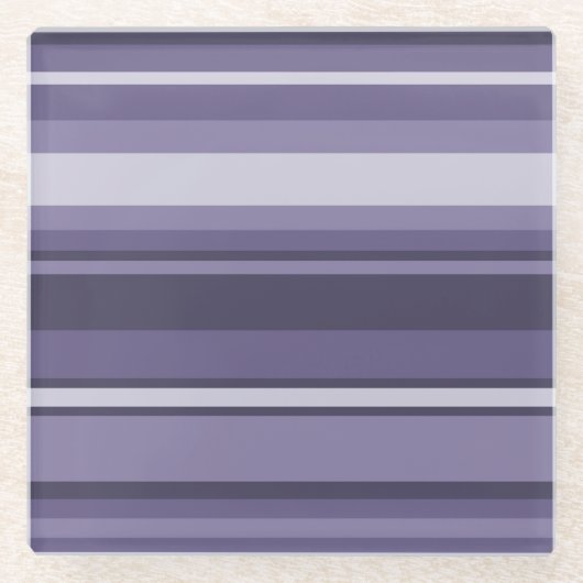 ヘザーパープルストライプズ ガラスコースター (正面)