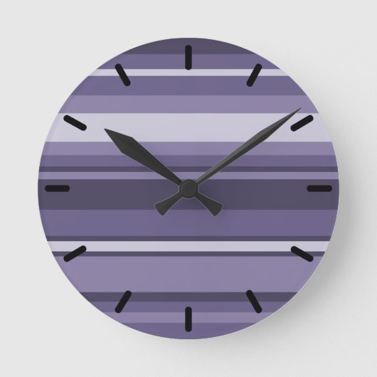 ヘザーパープルストライプズ ラウンド壁時計 (正面)
