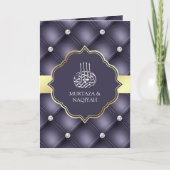 ヘザーパープルタフテッドQRコードムスリム結婚ズ 招待状 (正面)