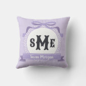 ヘザーパープルリバースギリシャ鍵ボウモノグラム クッション (裏面)