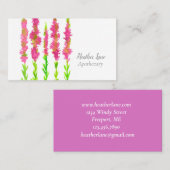 ヘザーワイルドフラワーウォータカラー明るい赤紫色ピンク 名刺 (正面/裏面)