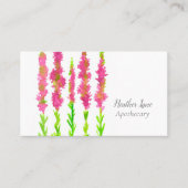 ヘザーワイルドフラワーウォータカラー明るい赤紫色ピンク 名刺 (正面)