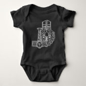 ヘザーンノースア異教のサトゥルバイキングトール黒 ベビーボディスーツ (正面)