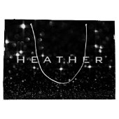 ヘザー白黒ホワイトグリッターお気に入りギフトスパーク ラージペーパーバッグ (裏面)