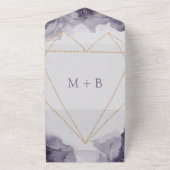 ヘザー金ゴールドグリッターウォーター結婚カラー オールインワン招待状 (外側)