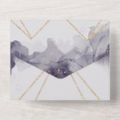 ヘザー金ゴールドグリッターウォーター結婚カラー オールインワン招待状 (裏面)