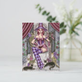 ヘザー – ゴシック猫の魔女はがき ポストカード (スタンド正面)