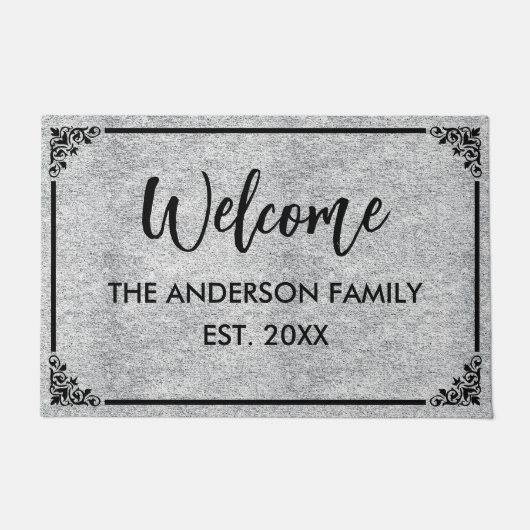 ヘザー |モノグラムモダンファミリー名へようこそ ドアマット (正面)