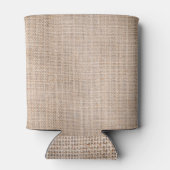 ヘシアンのサッククロス、織りテクスチャの背景。 缶クーラー (裏面)