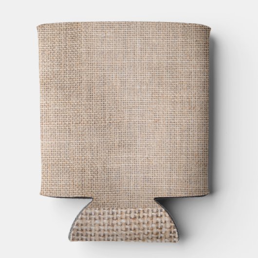 ヘシアンのサッククロス、織りテクスチャの背景。 缶クーラー (裏面)