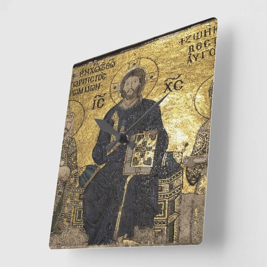 ヘジアソフィアのイエズスのモザイク スクエア壁時計 (傾斜)