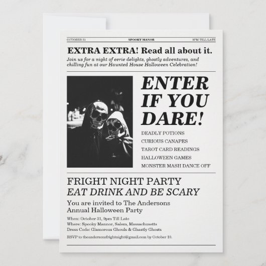 ヘックスプレス新聞のハウスパーティーは心霊現象が起こる家 招待状 (裏面)